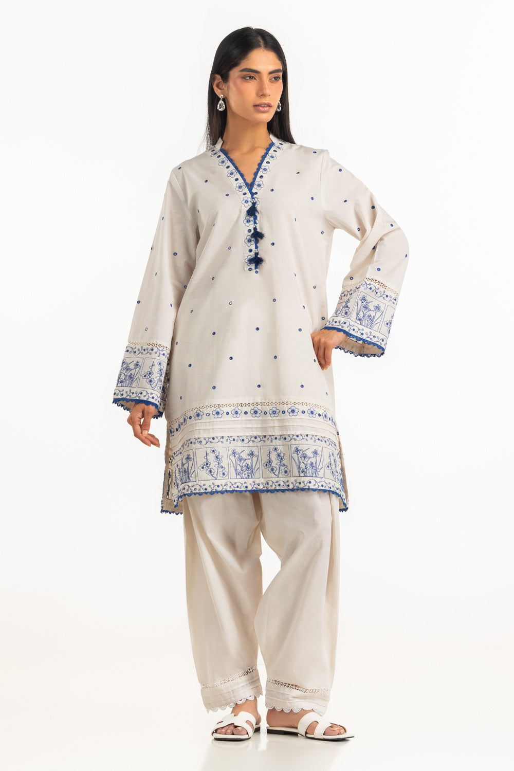 Cambric Embroidered Co-Ord Set