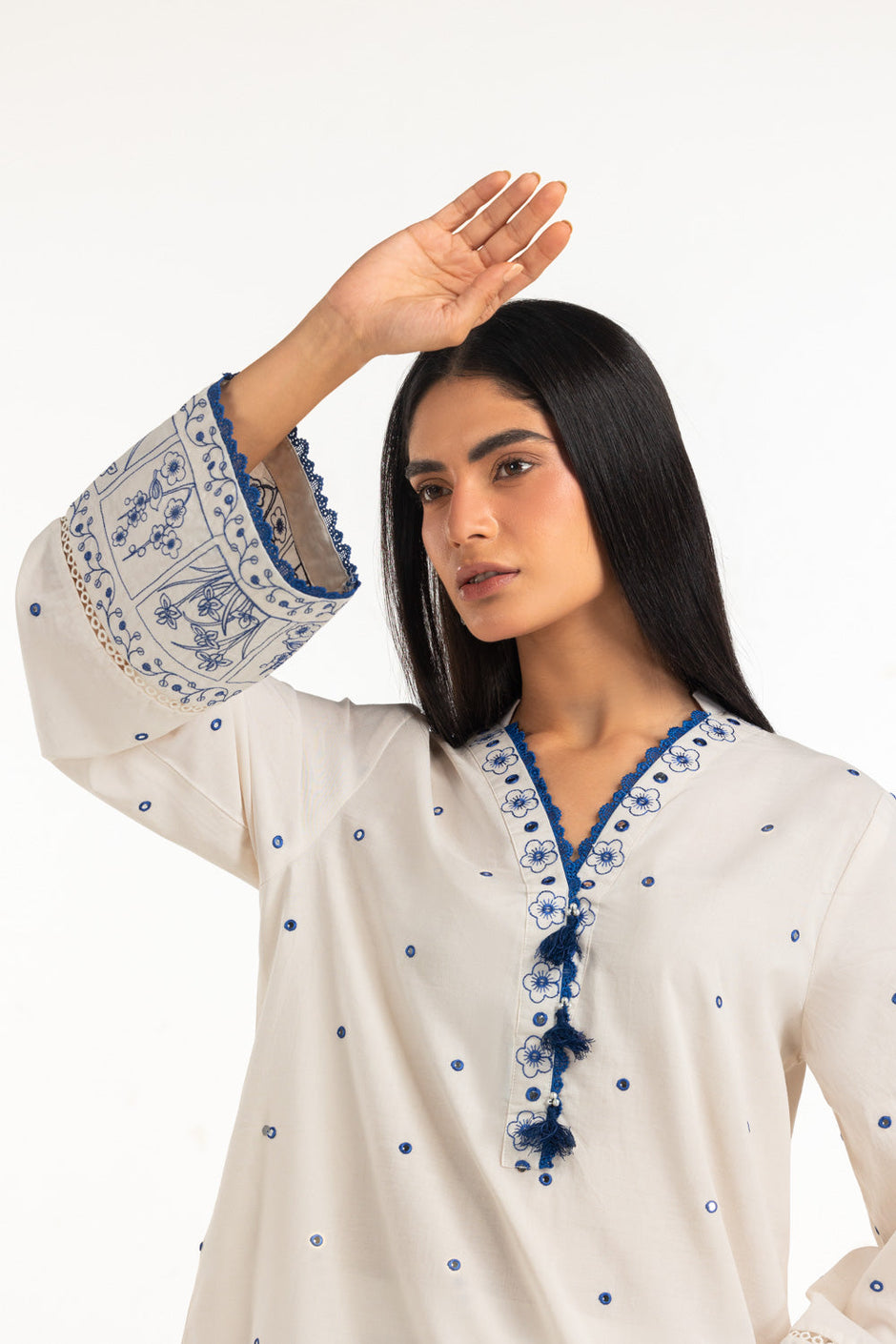 Cambric Embroidered Co-Ord Set