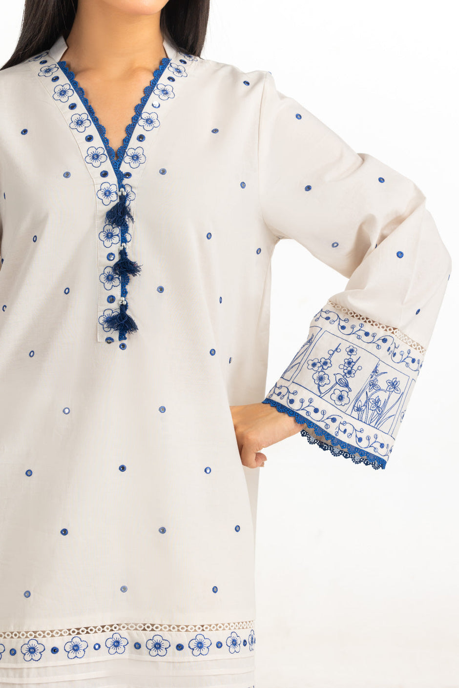 Cambric Embroidered Co-Ord Set