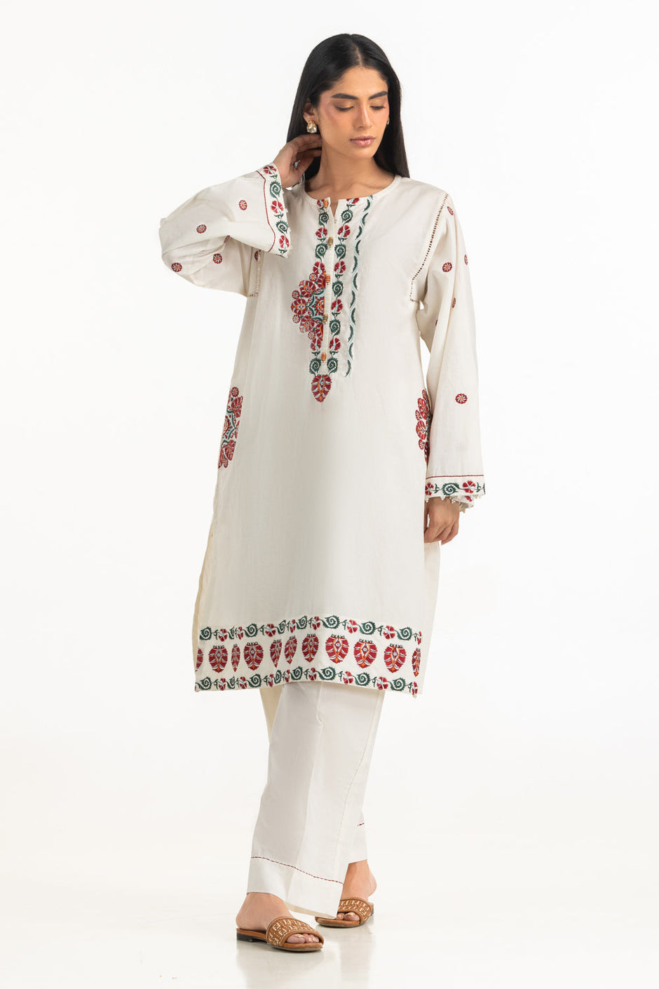 Cambric Embroidered Co-Ord Set