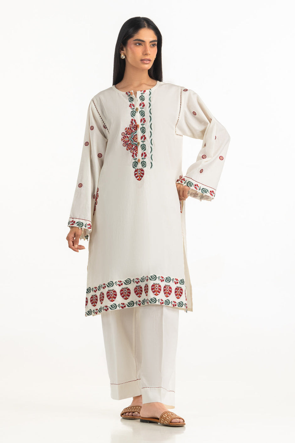 Cambric Embroidered Co-Ord Set