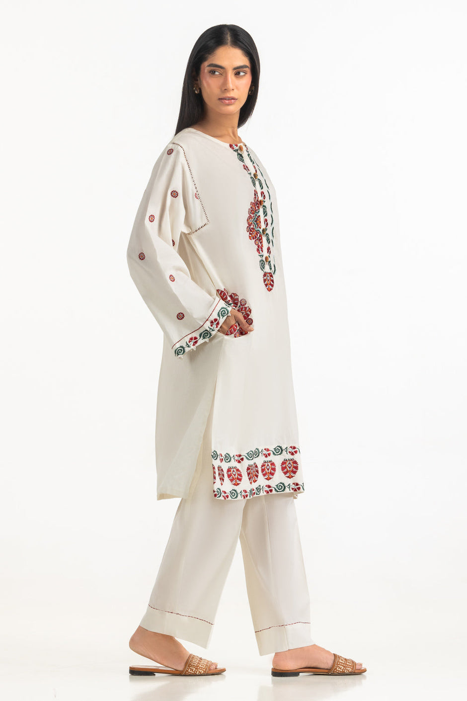 Cambric Embroidered Co-Ord Set