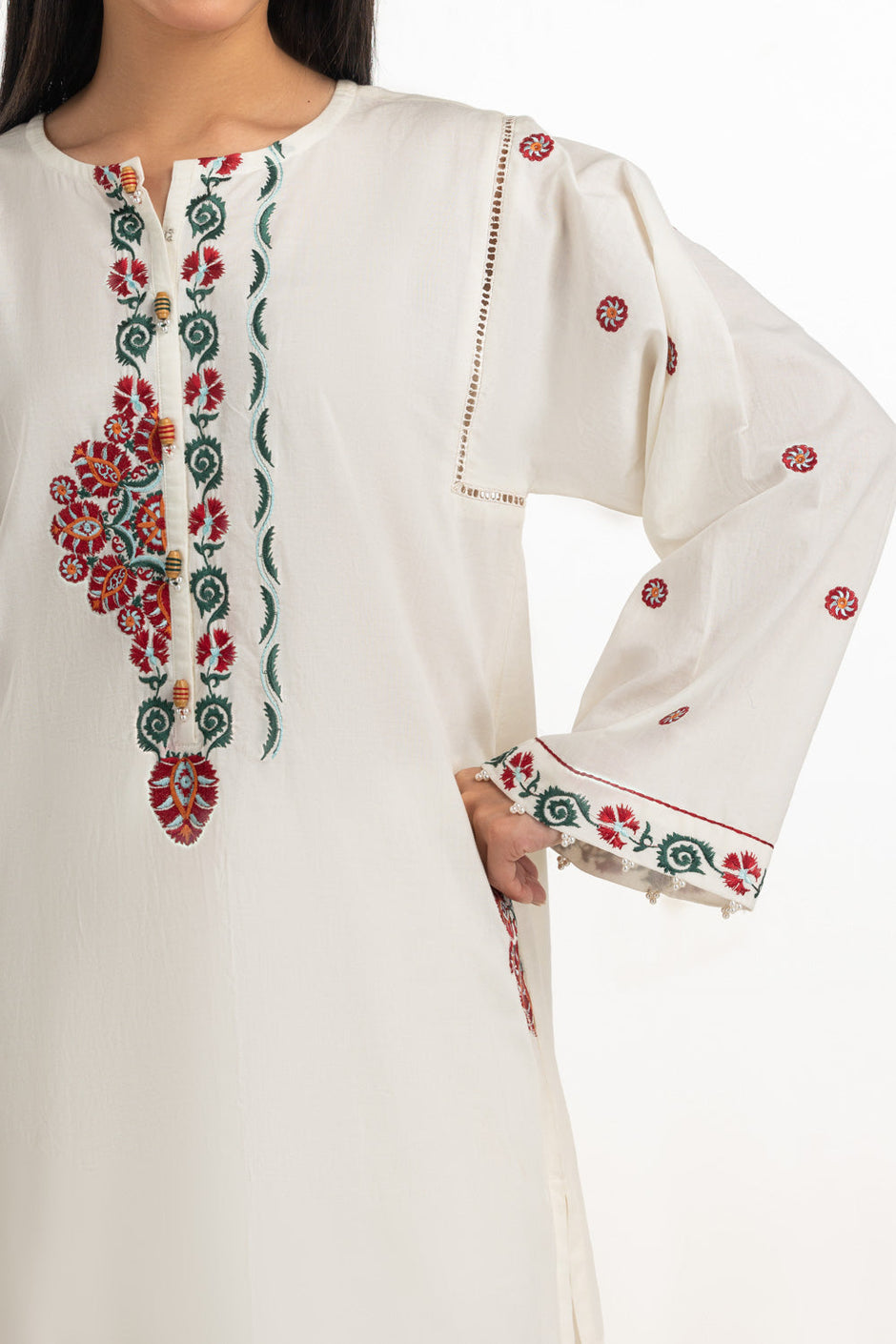 Cambric Embroidered Co-Ord Set