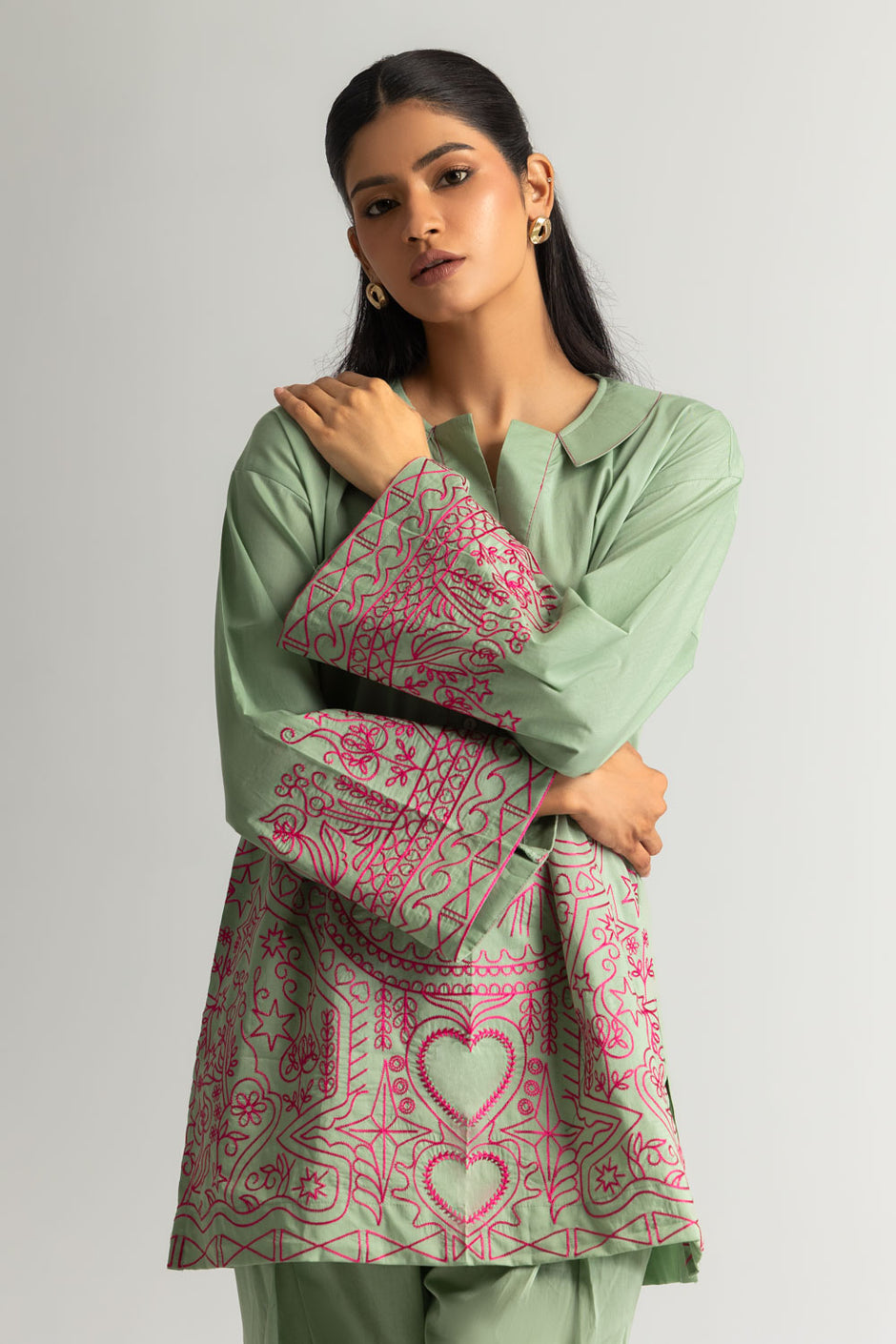 Cambric Embroidered Co-Ord Set
