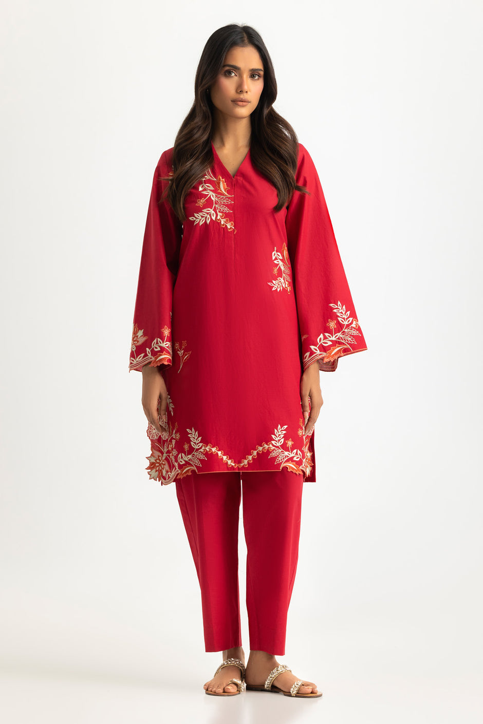 Cambric Embroidered Co-Ord Set
