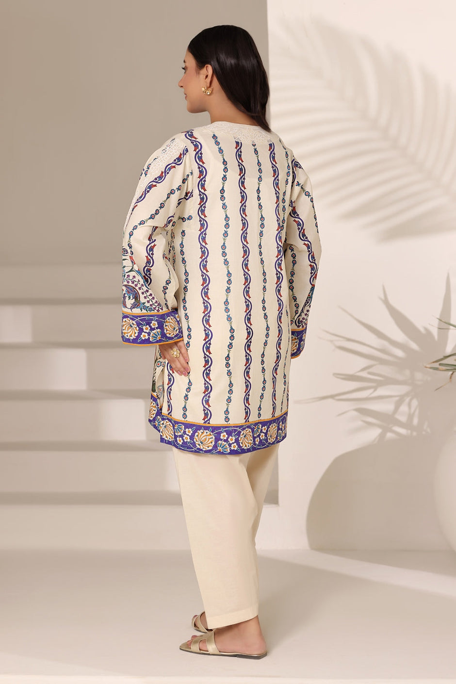 Cambric Printed Shirt And Trouser With Embroidered