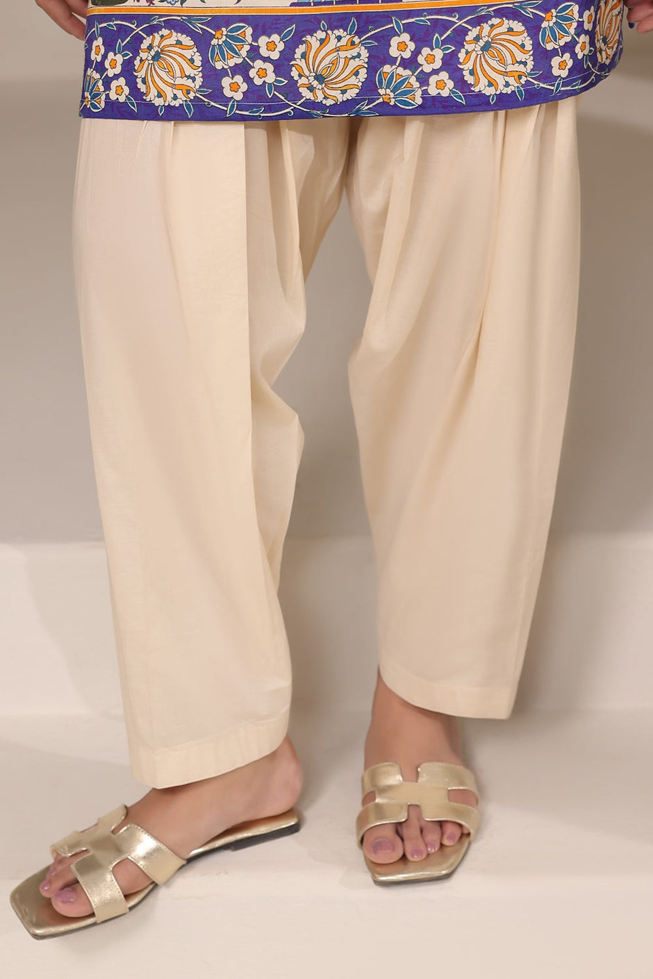 Cambric Printed Shirt And Trouser With Embroidered