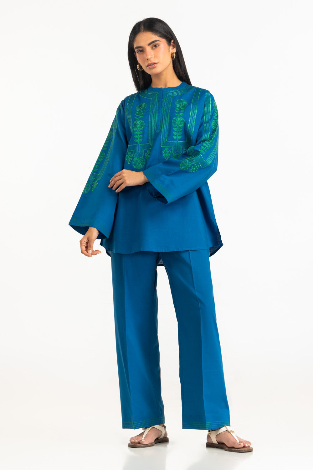 Cotton Slub Embroidered Co-Ord Set
