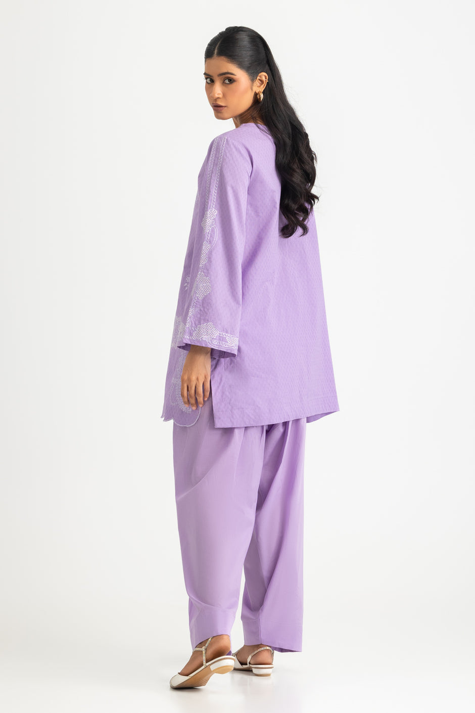 Dobby Embroidered Shirt And Dyed Trouser