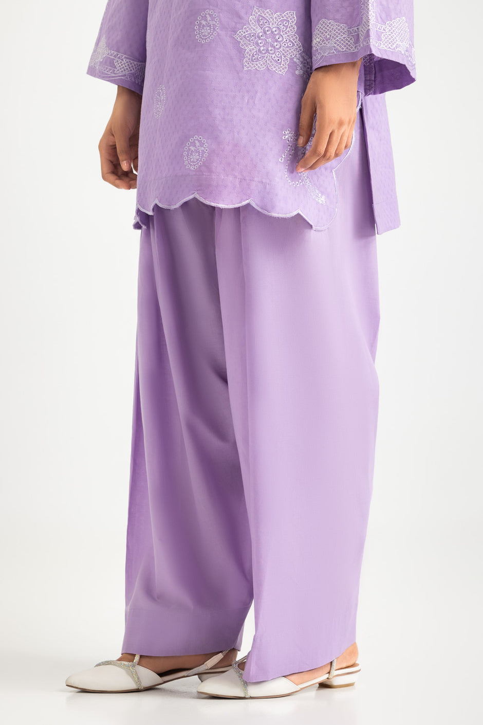 Dobby Embroidered Shirt And Dyed Trouser