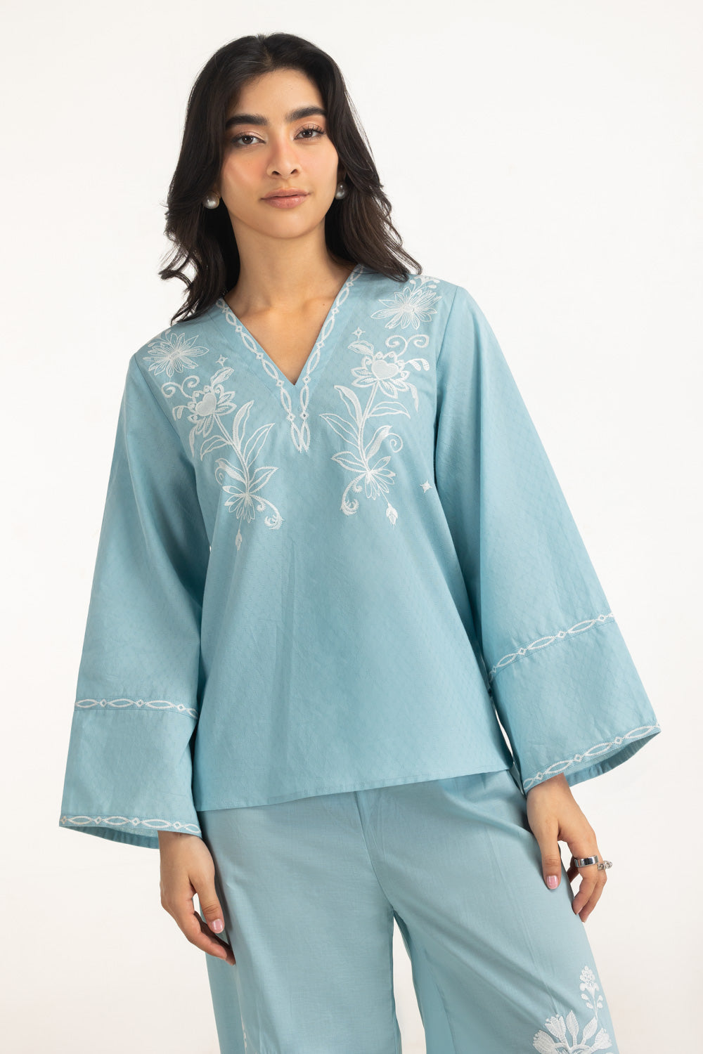 Dobby Embroidered Shirt And Trouser