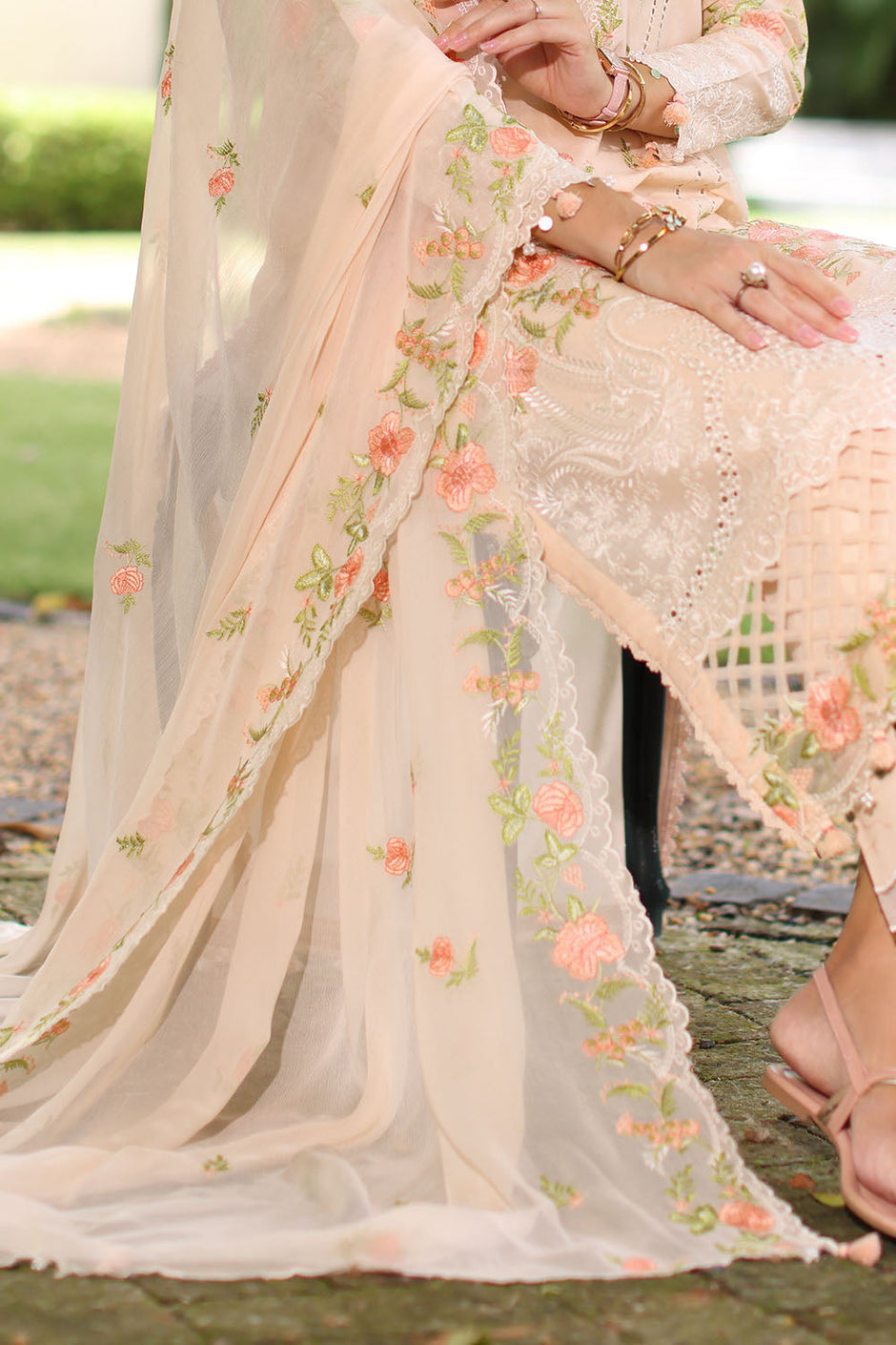 3 Piece Embroidered Lawn Suit with Chiffon Dupatta