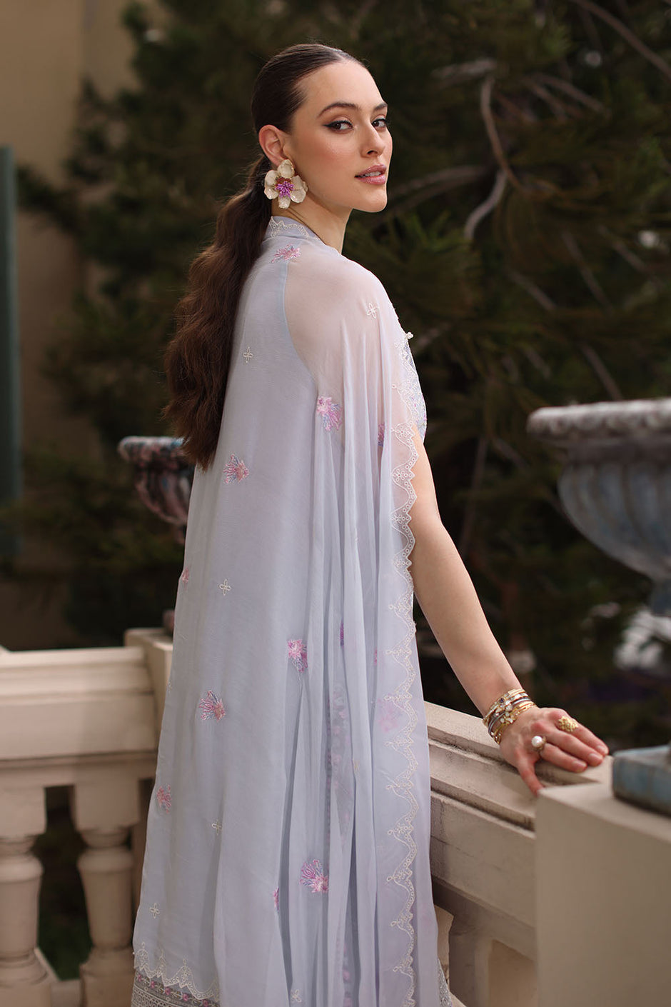 3 Piece Embroidered Lawn Suit with Chiffon Dupatta