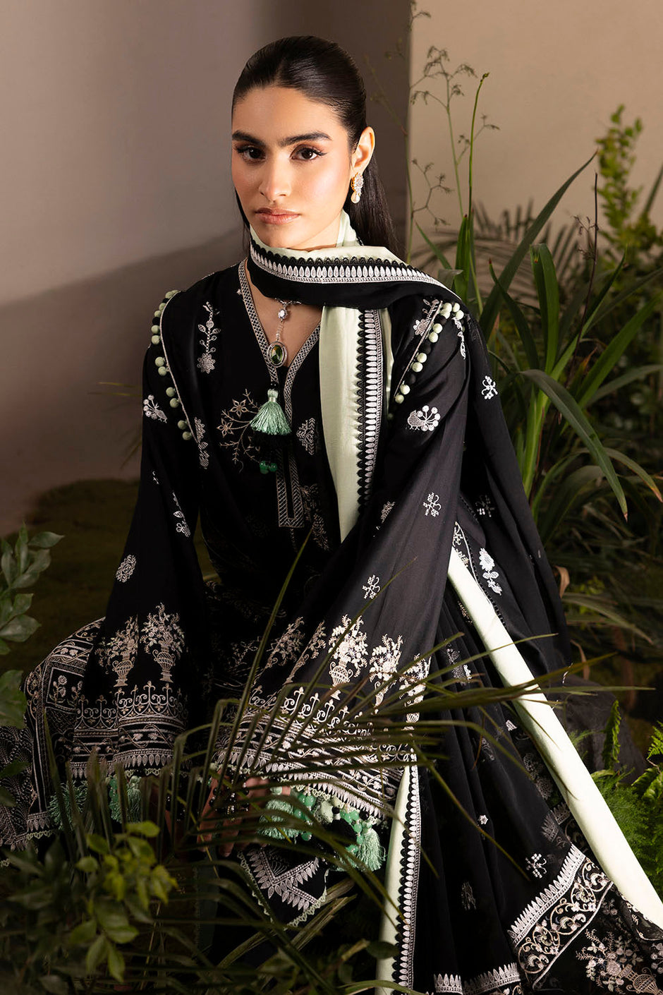 3 Piece Embroidered Lawn Suit with Embroidered Chiffon Dupatta