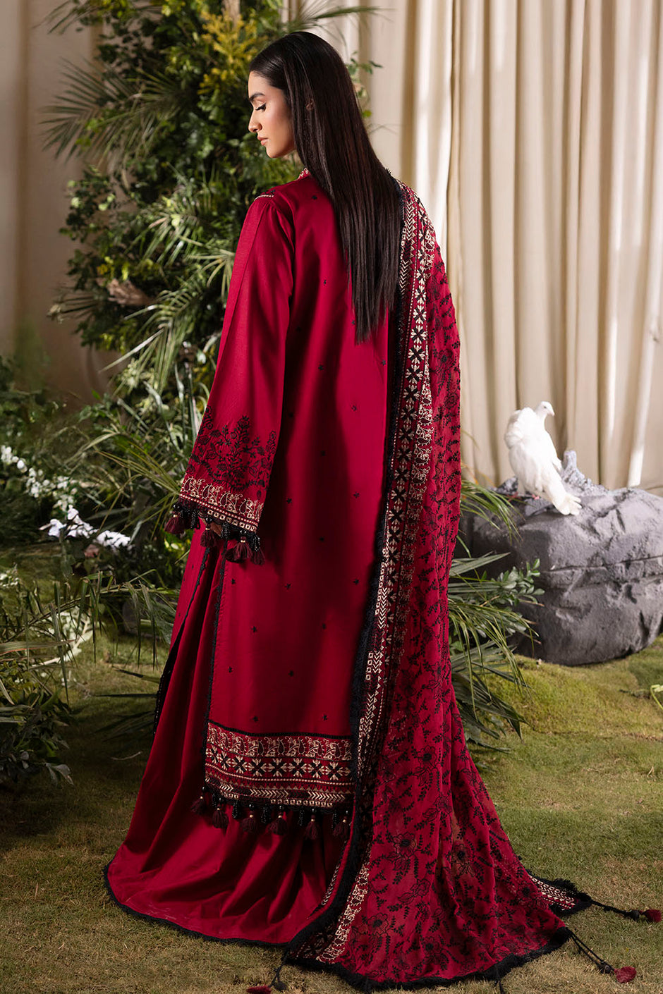 3 Piece Embroidered Lawn Suit with Embroidered Chiffon Dupatta