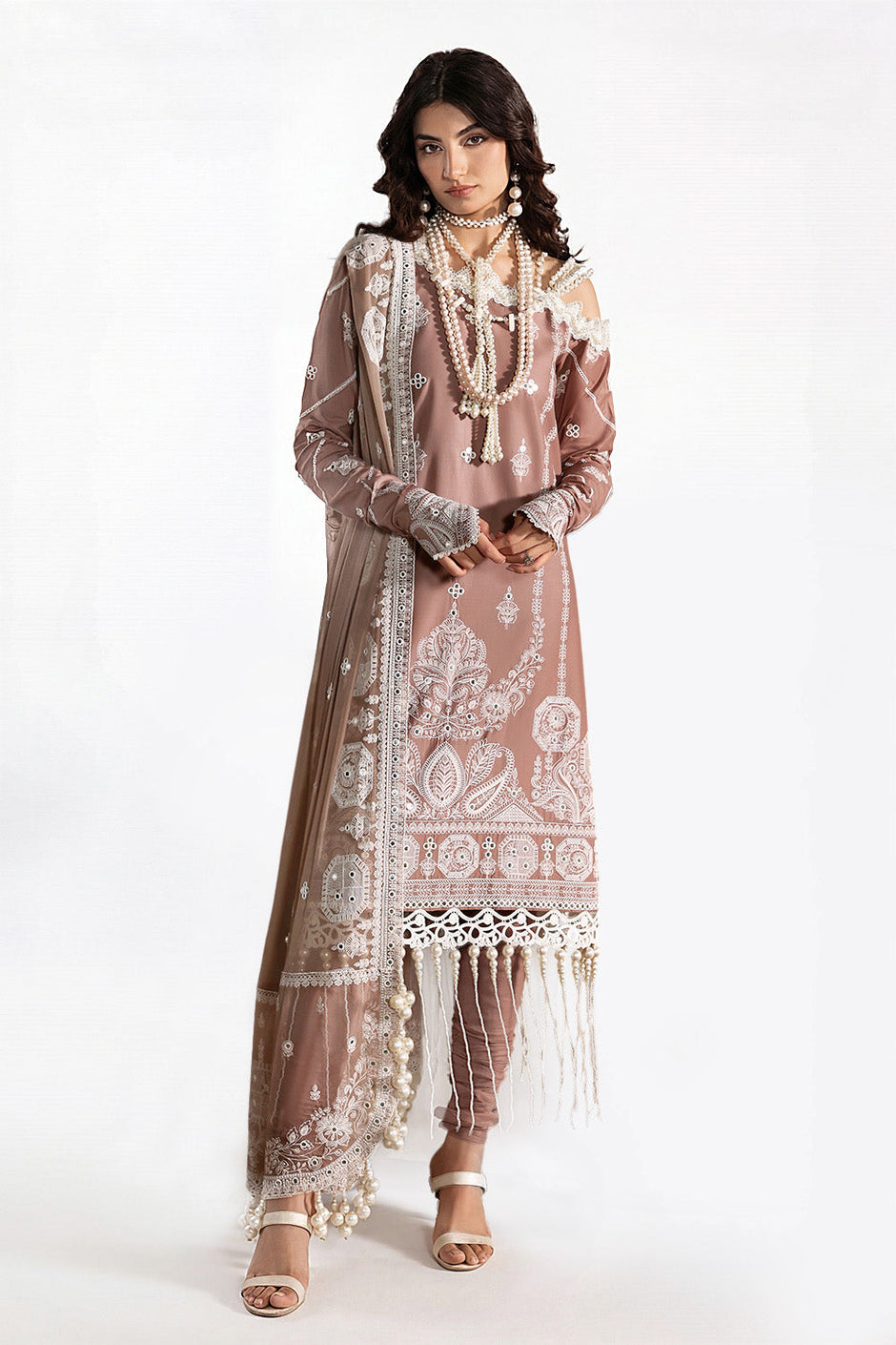 3 Piece Sequins Embroidered Lawn Suit with Chiffon Dupatta
