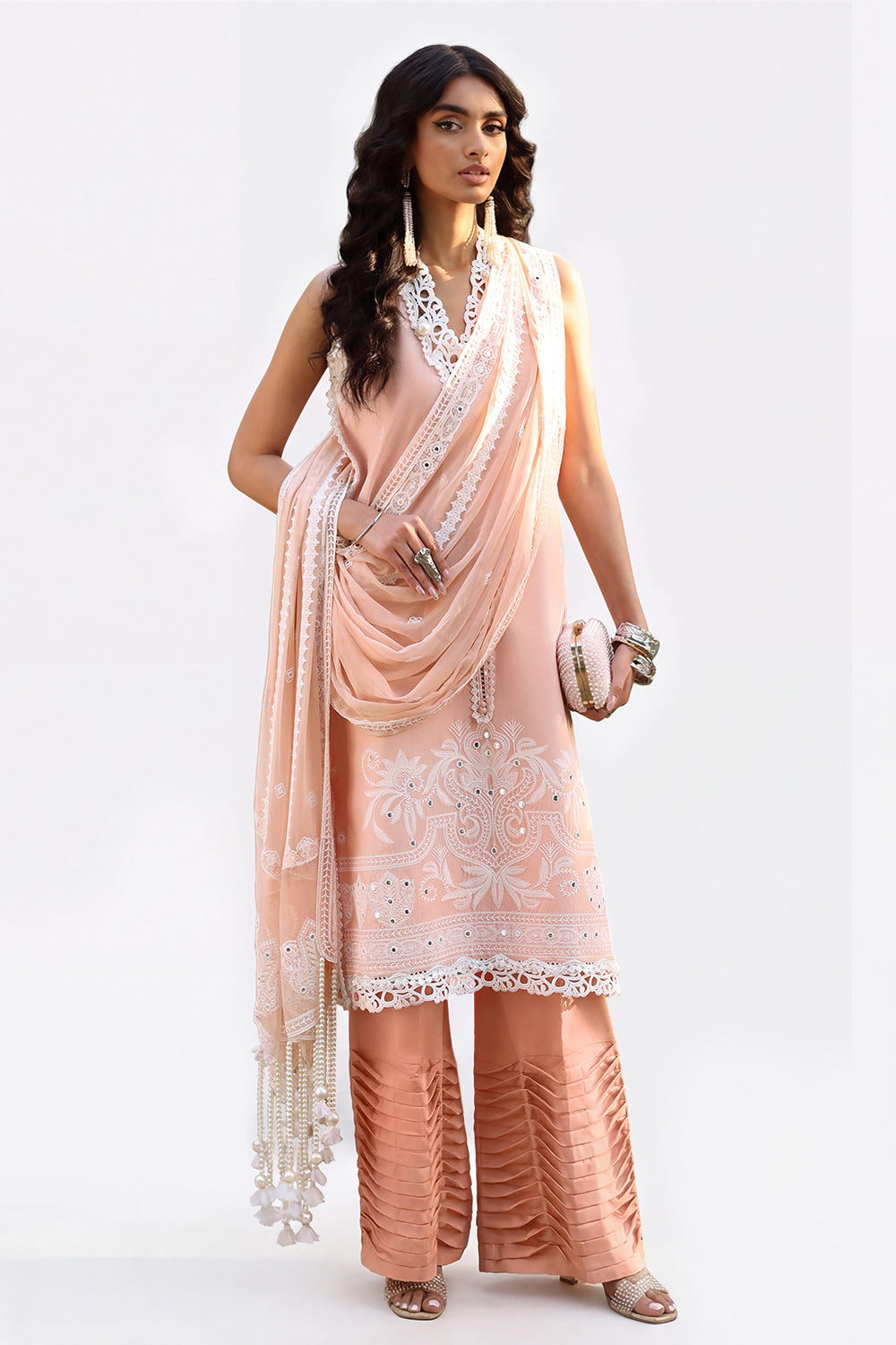 3 Piece Sequins Embroidered Lawn Suit with Chiffon Dupatta