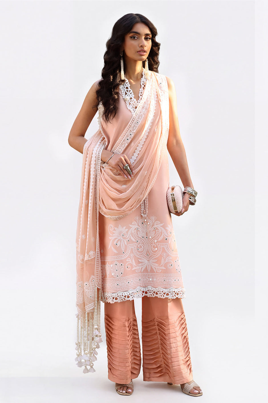 3 Piece Sequins Embroidered Lawn Suit with Chiffon Dupatta