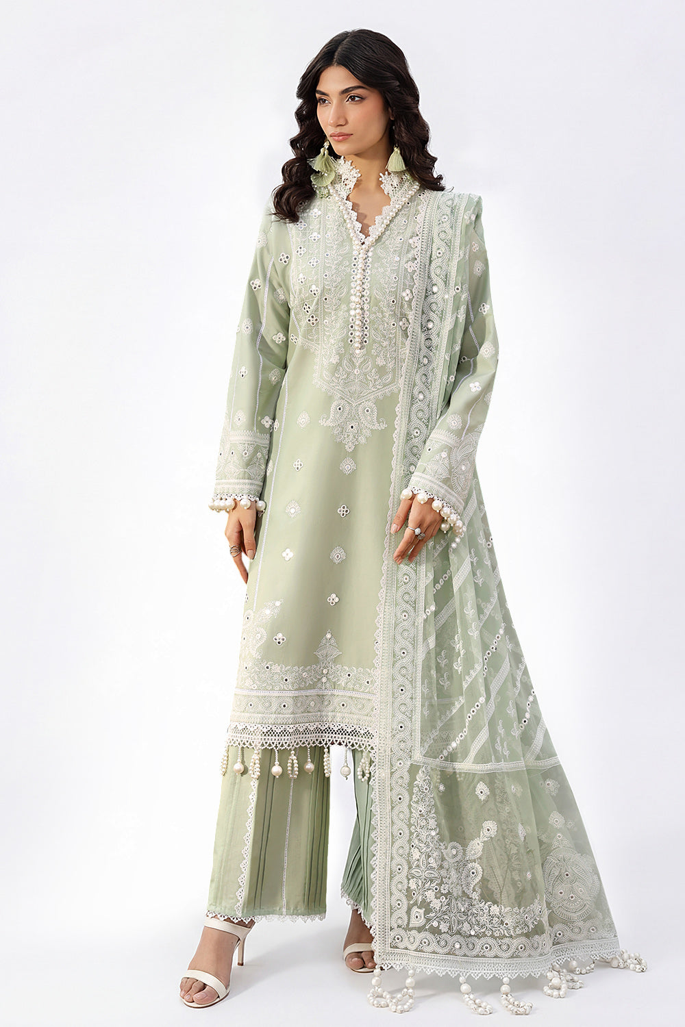 3 Piece Sequins Embroidered Lawn Suit with Chiffon Dupatta