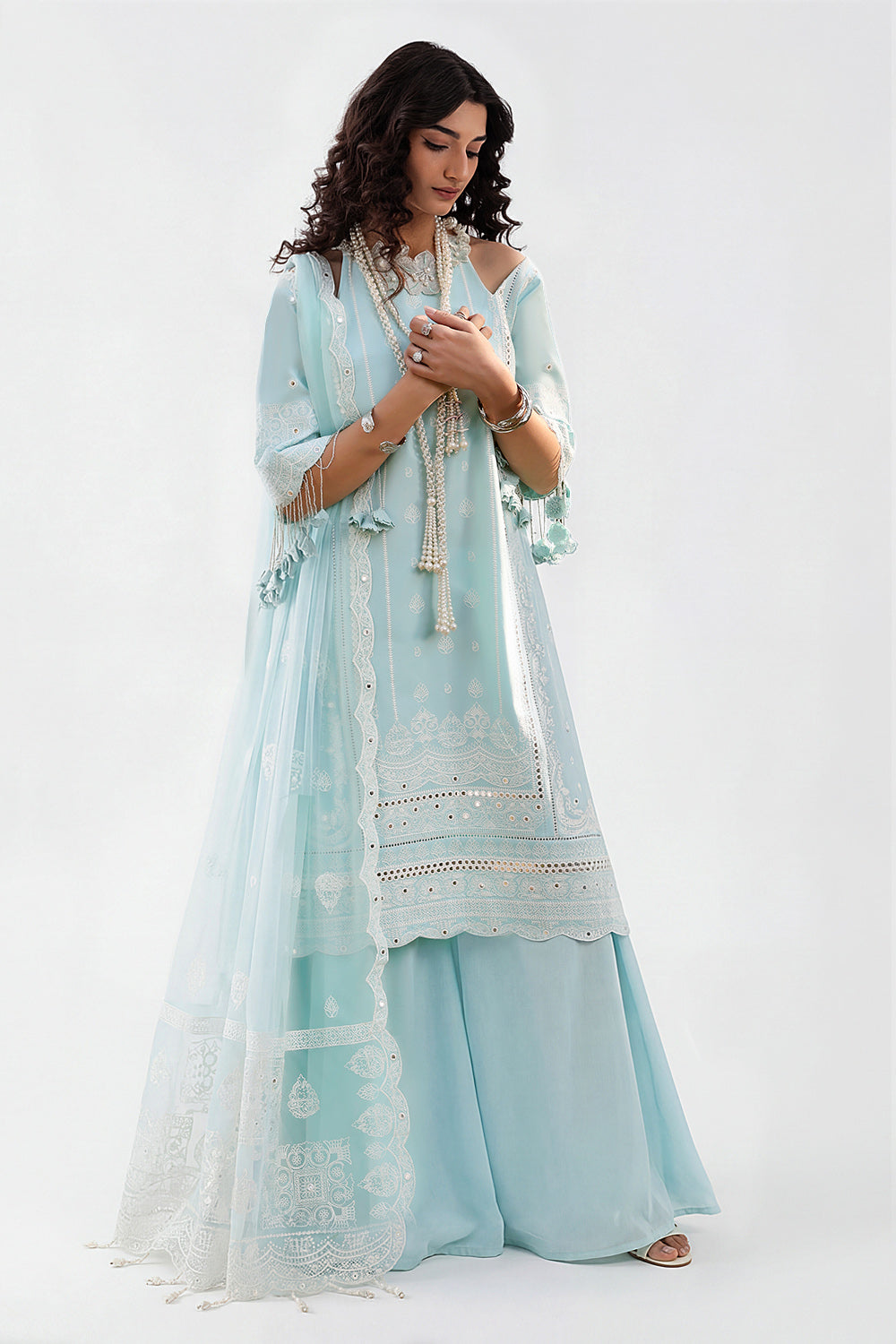 3 Piece Sequins Embroidered Lawn Suit with Chiffon Dupatta