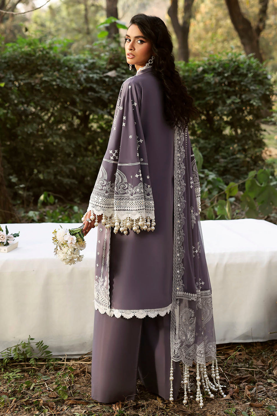 3 Piece Sequins Embroidered Lawn Suit with Chiffon Dupatta