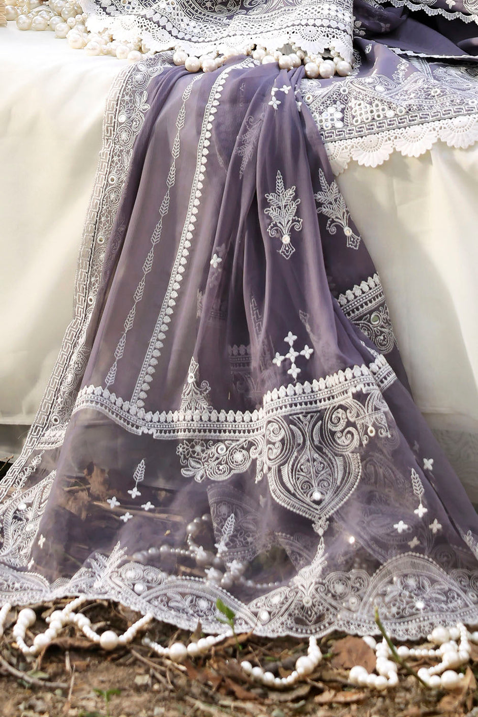 3 Piece Sequins Embroidered Lawn Suit with Chiffon Dupatta