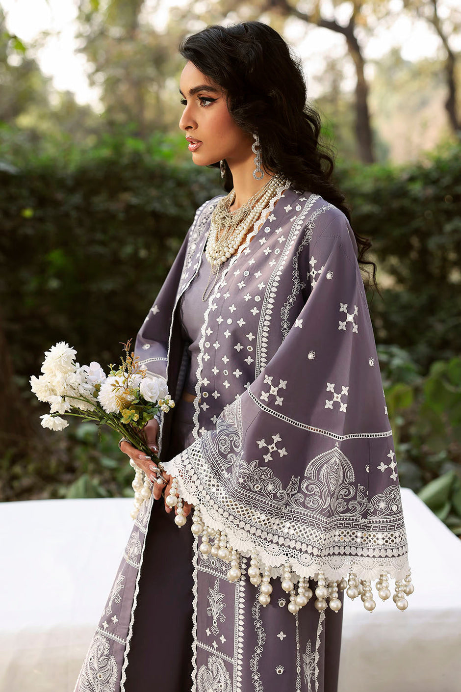 3 Piece Sequins Embroidered Lawn Suit with Chiffon Dupatta