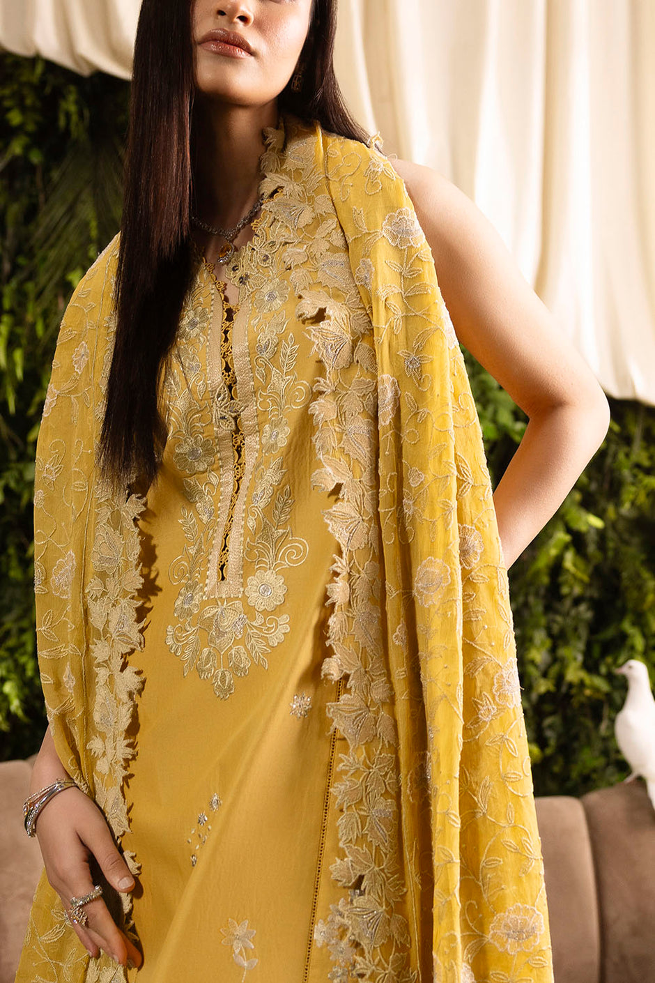 3 Piece Embroidered Lawn Suit with Embroidered Chiffon Dupatta