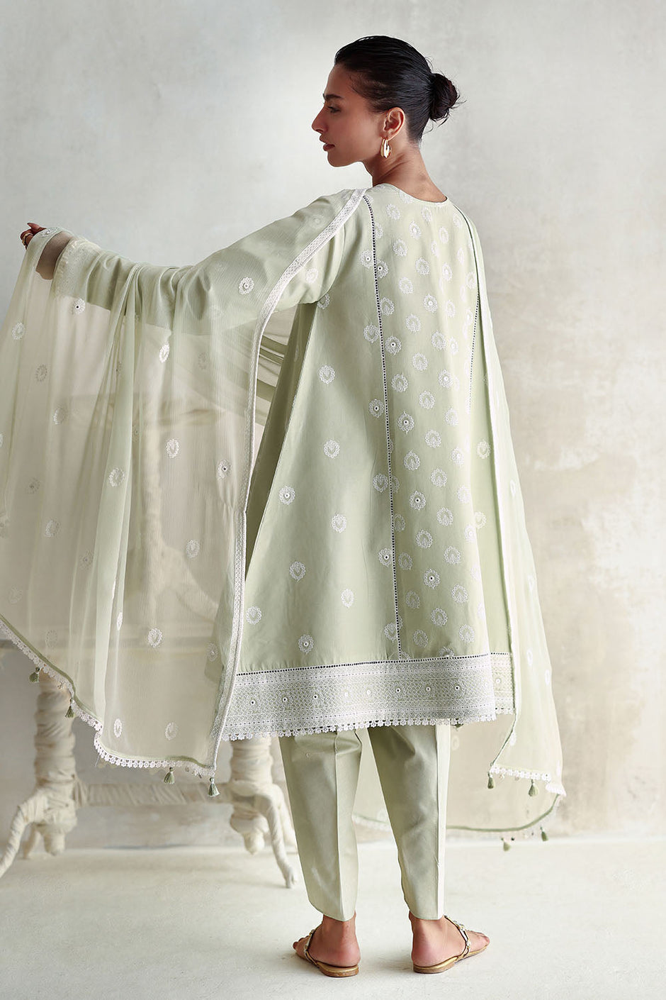 3 Piece Embroidered Lawn Suit with Embroidered Chiffon Dupatta
