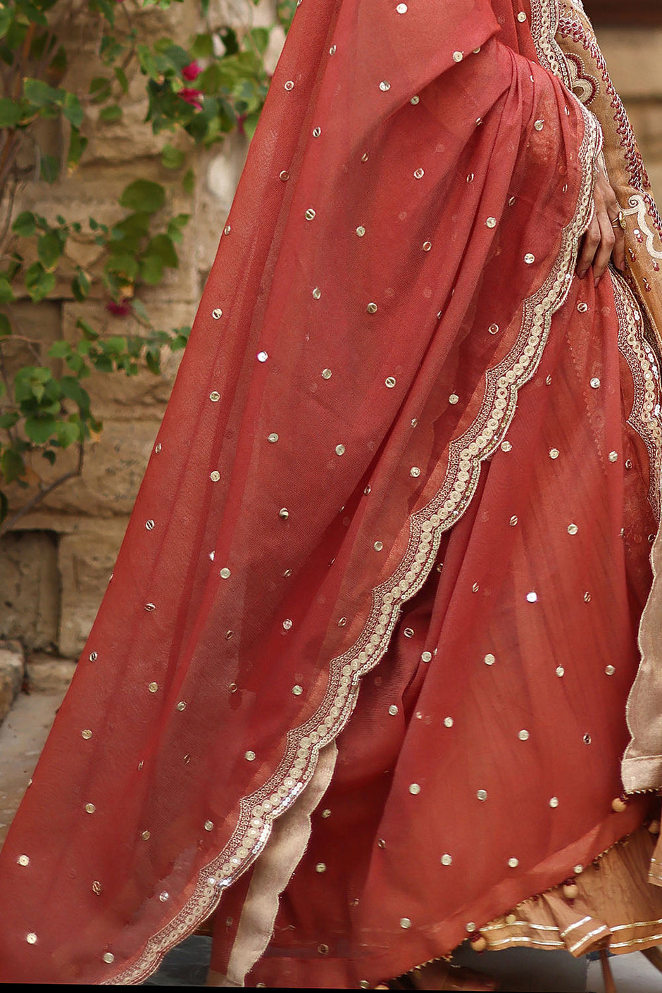 3 Piece Embroidered Cotton Net Suit with Borders and Embroidered Cotton Net Dupatta