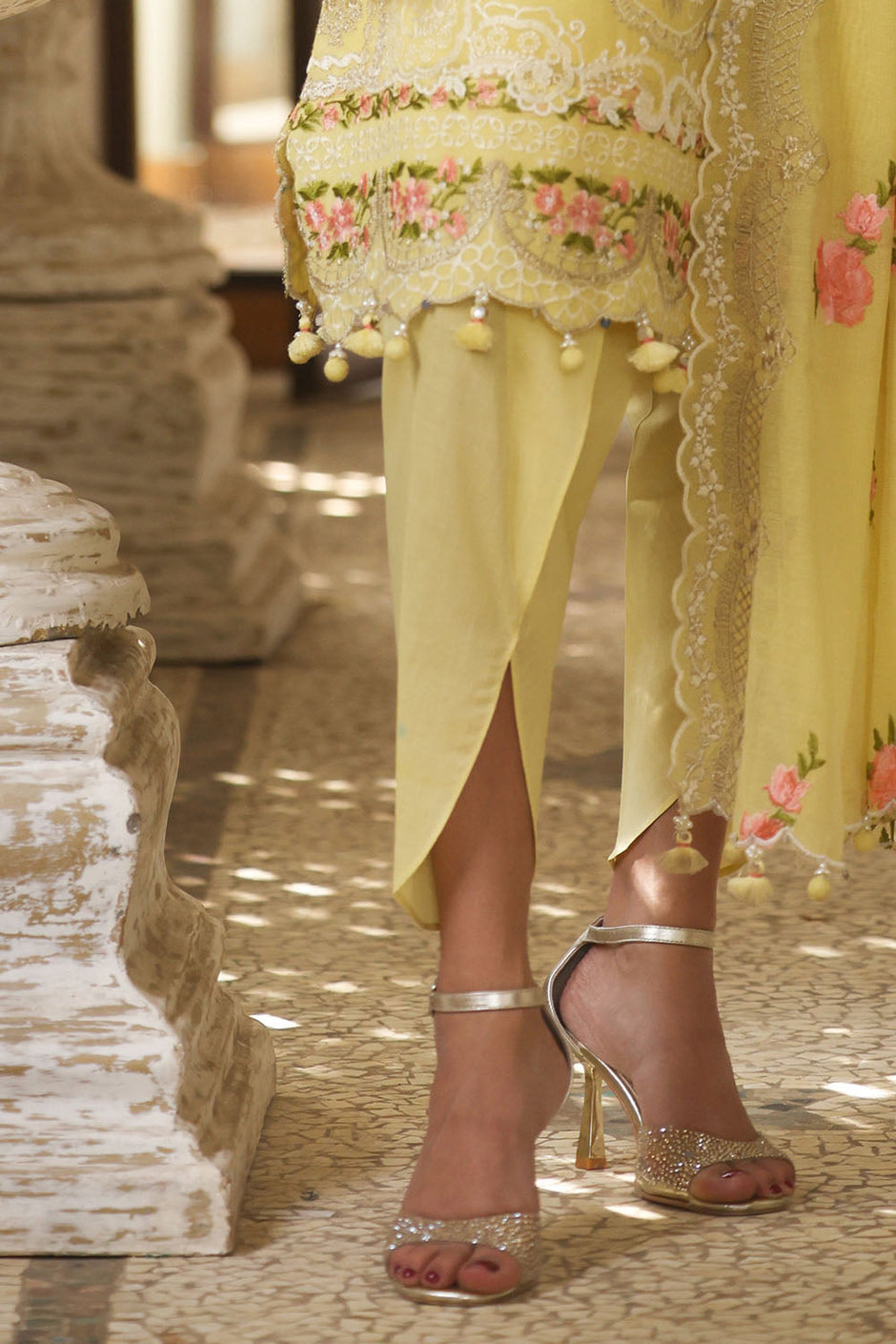 3 Piece Embroidered Cotton Net Suit with Borders and Embroidered Cotton Net Dupatta