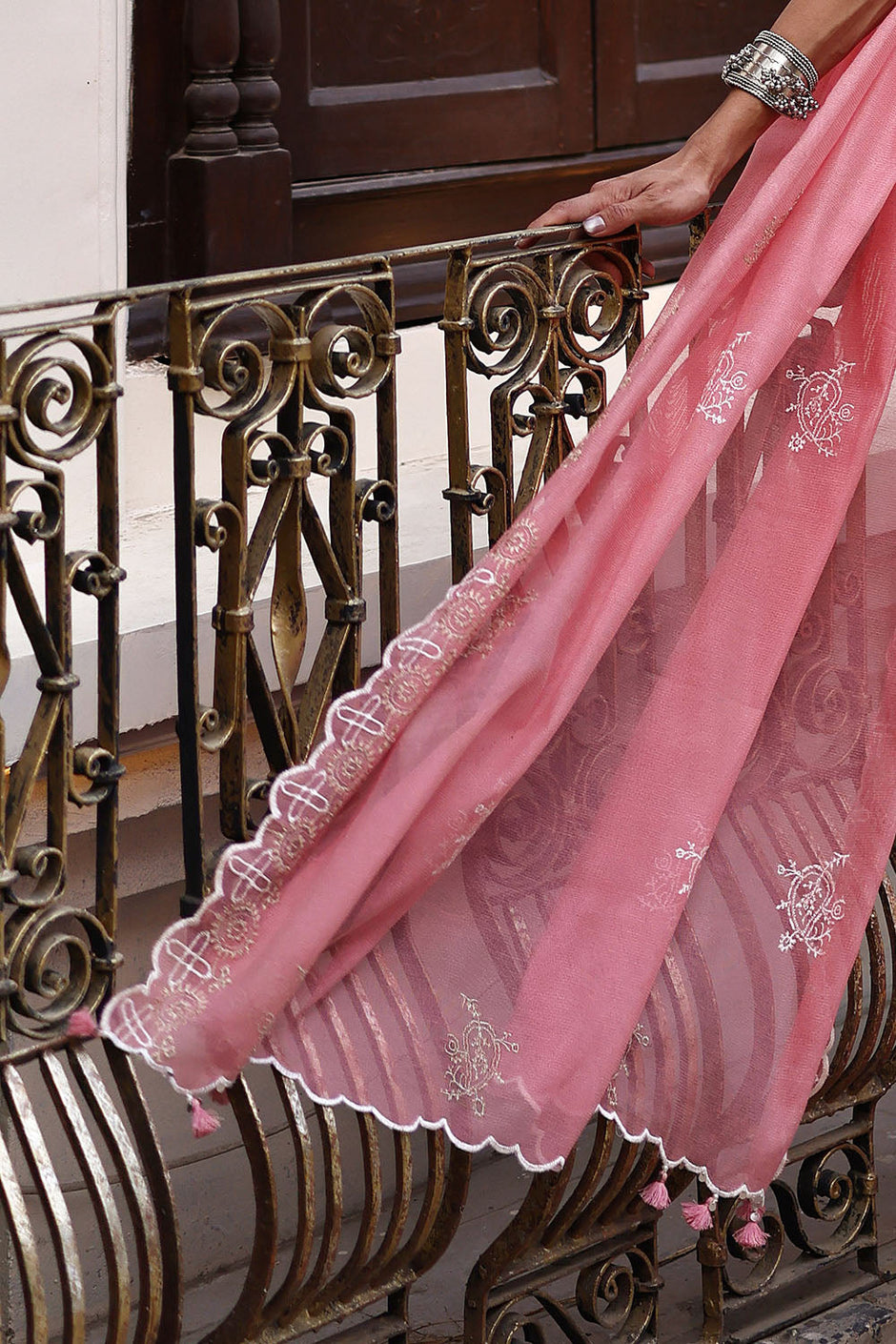 3 Piece Embroidered Lawn Suit with Borders and Embroidered Cotton Net Dupatta
