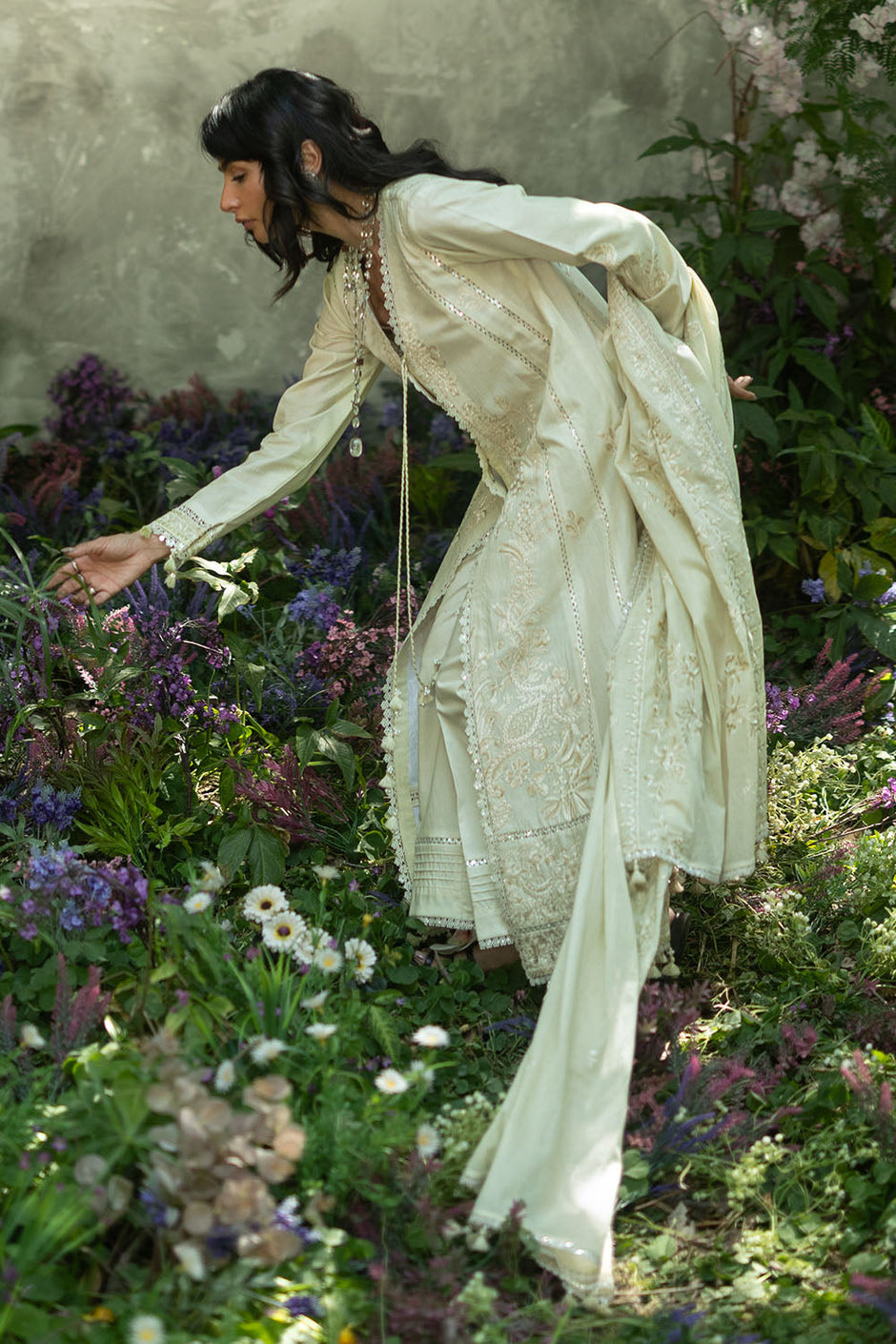 3 Piece Embroidered Lawn Suit with Embroidered Borders and Embroidered Denting Lawn Dupatta