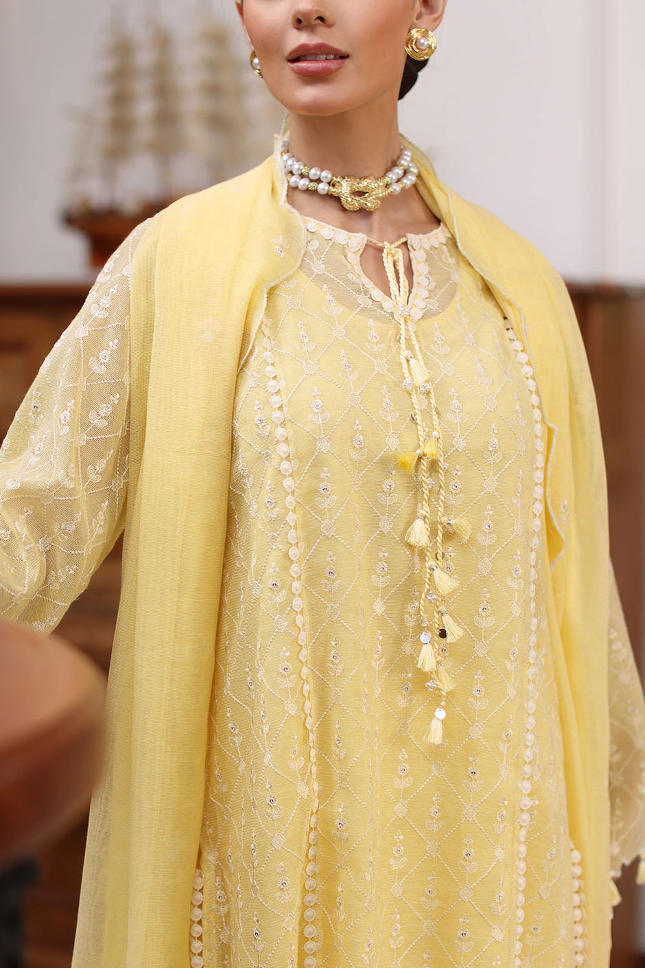 3 Piece Embroidered Khaddi Net Suit