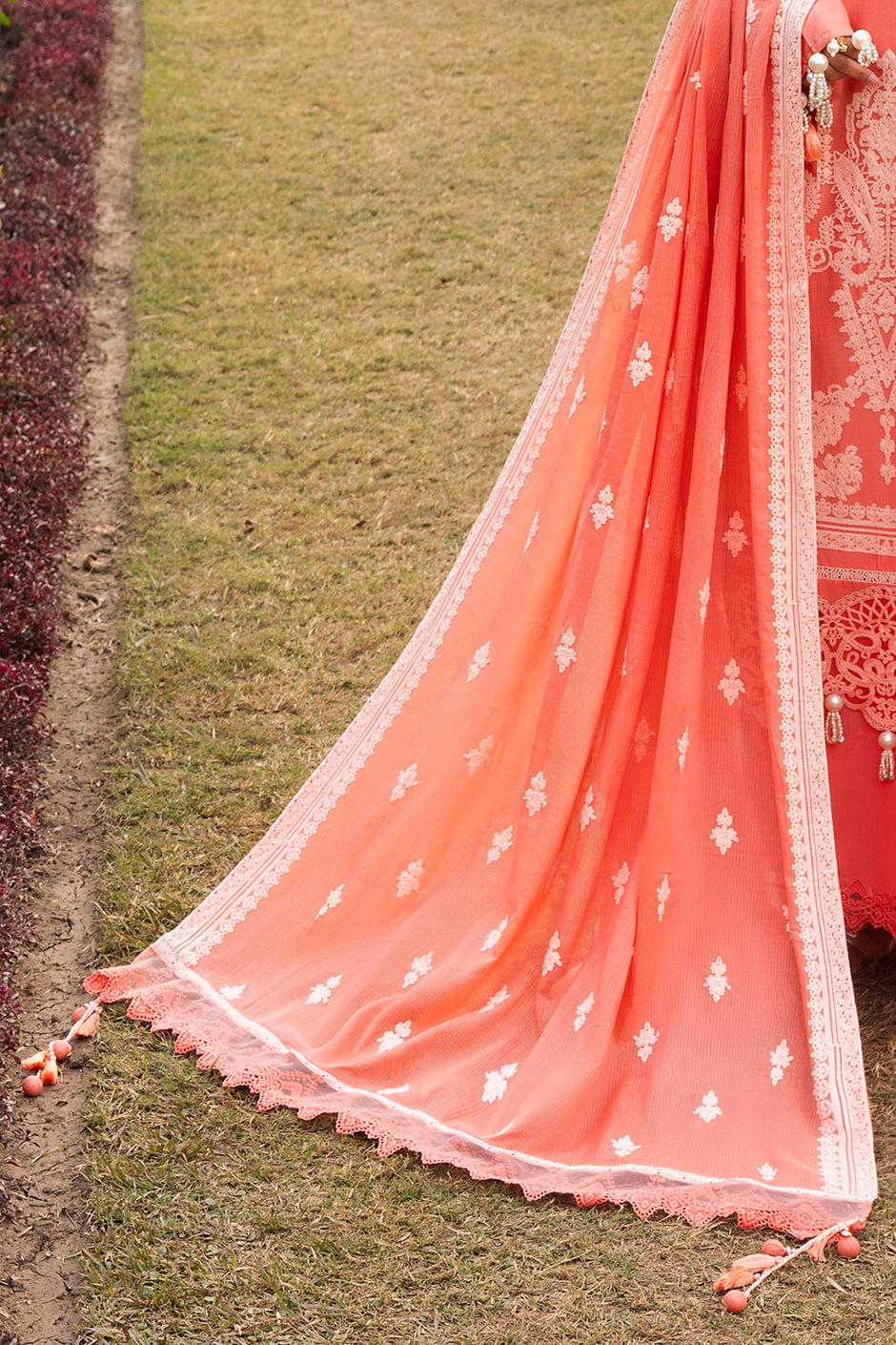 3 Piece Embroidered Lawn Suit with Embroidered Denting Dupatta