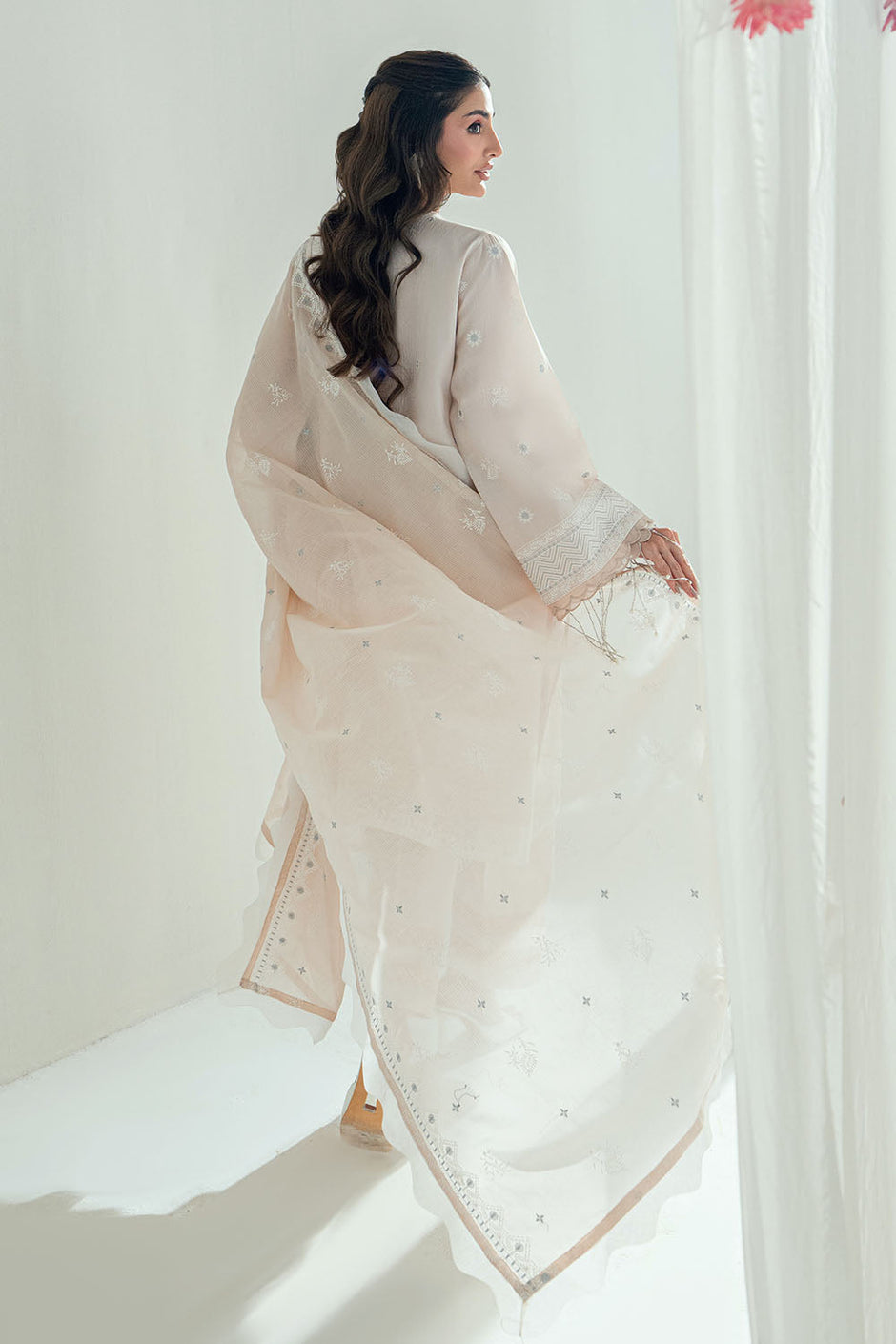 3 Piece Embroidered Lawn Suit with Embroidered Denting Dupatta