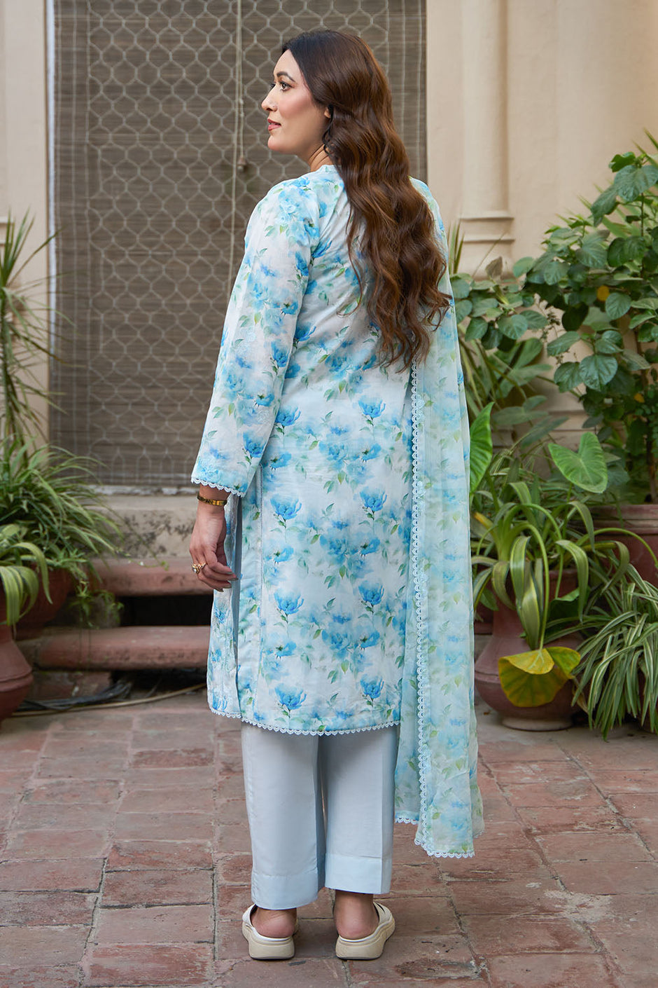 3 Piece Embroidered Printed Lawn Suit with Embroidered Printed Chiffon Dupatta