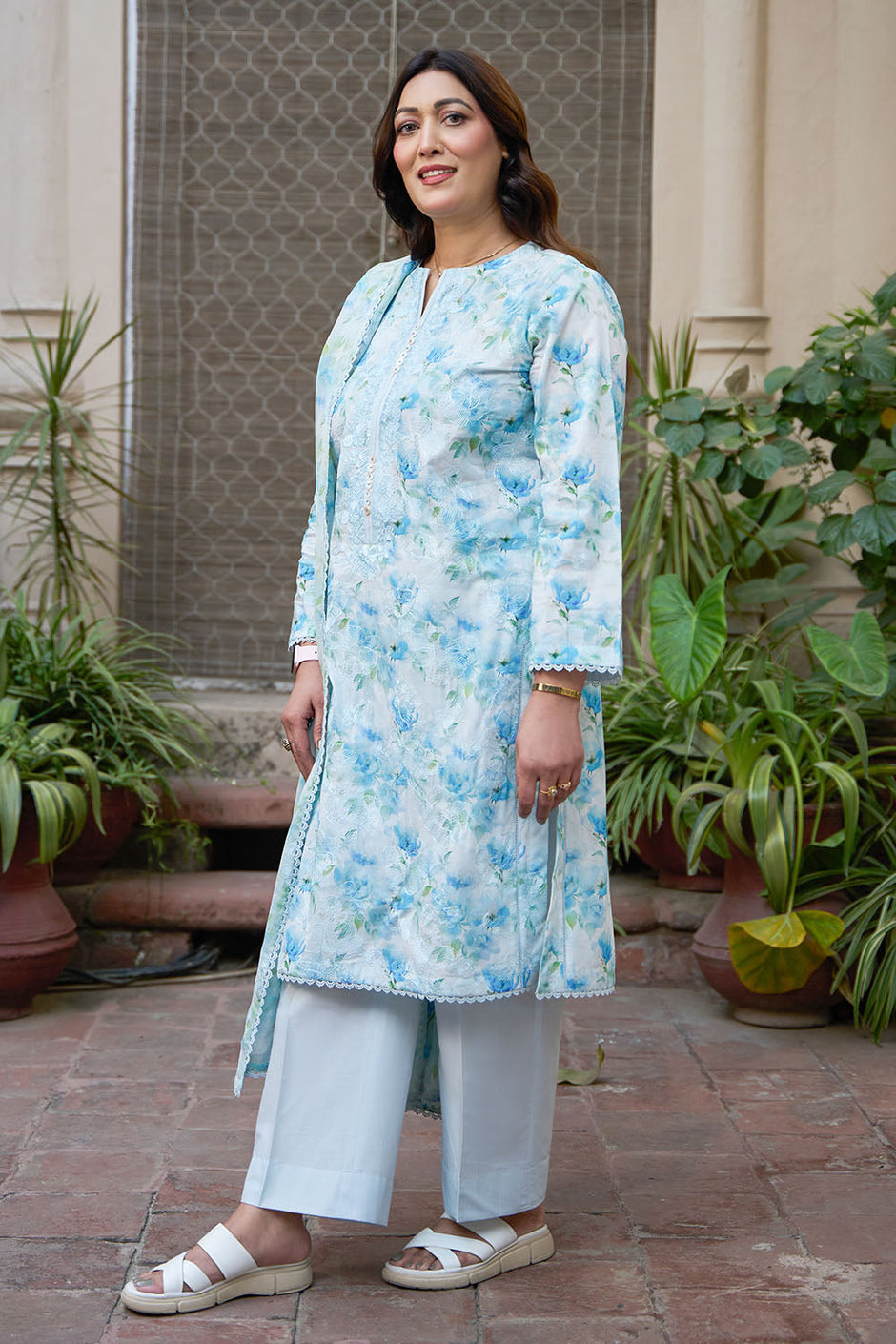 3 Piece Embroidered Printed Lawn Suit with Embroidered Printed Chiffon Dupatta