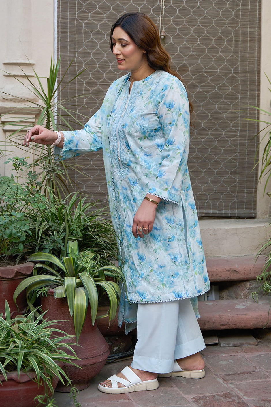 3 Piece Embroidered Printed Lawn Suit with Embroidered Printed Chiffon Dupatta
