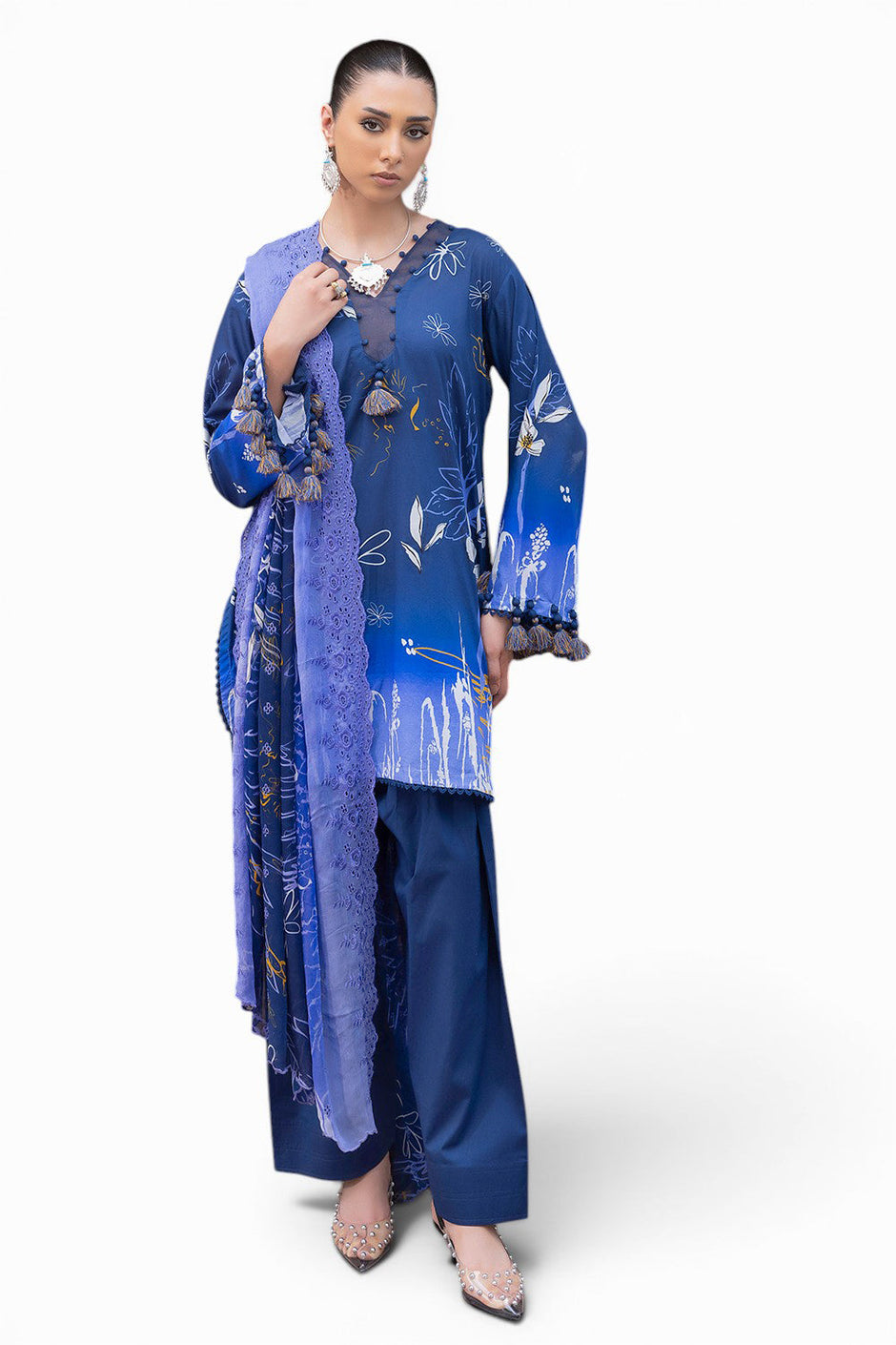 3 Piece Printed Lawn Suit with Embroidered Printed Chiffon Dupatta