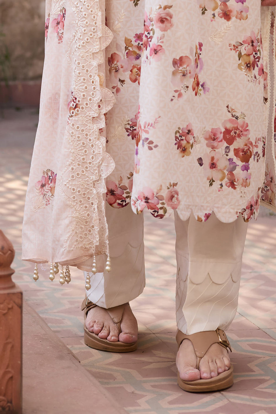 3 Piece Embroidered Printed Lawn Suit with Embroidered Denting Dupatta
