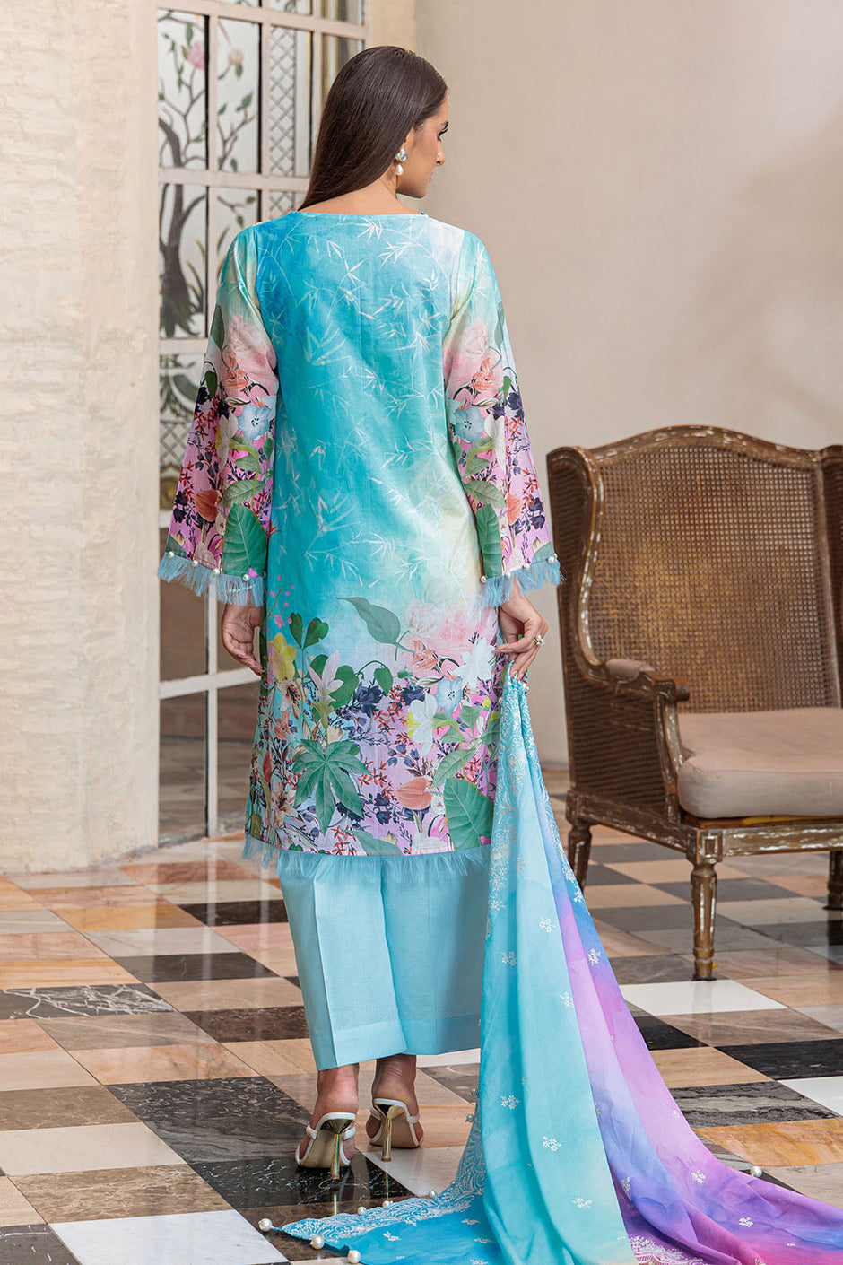 3 Piece Embroidered Printed Lawn Suit with Dupatta