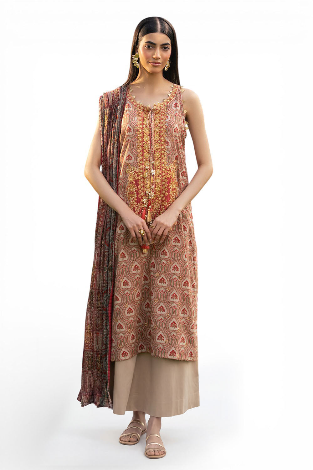 3 Piece Embroidered Printed Lawn Suit with Embroidered Neckline