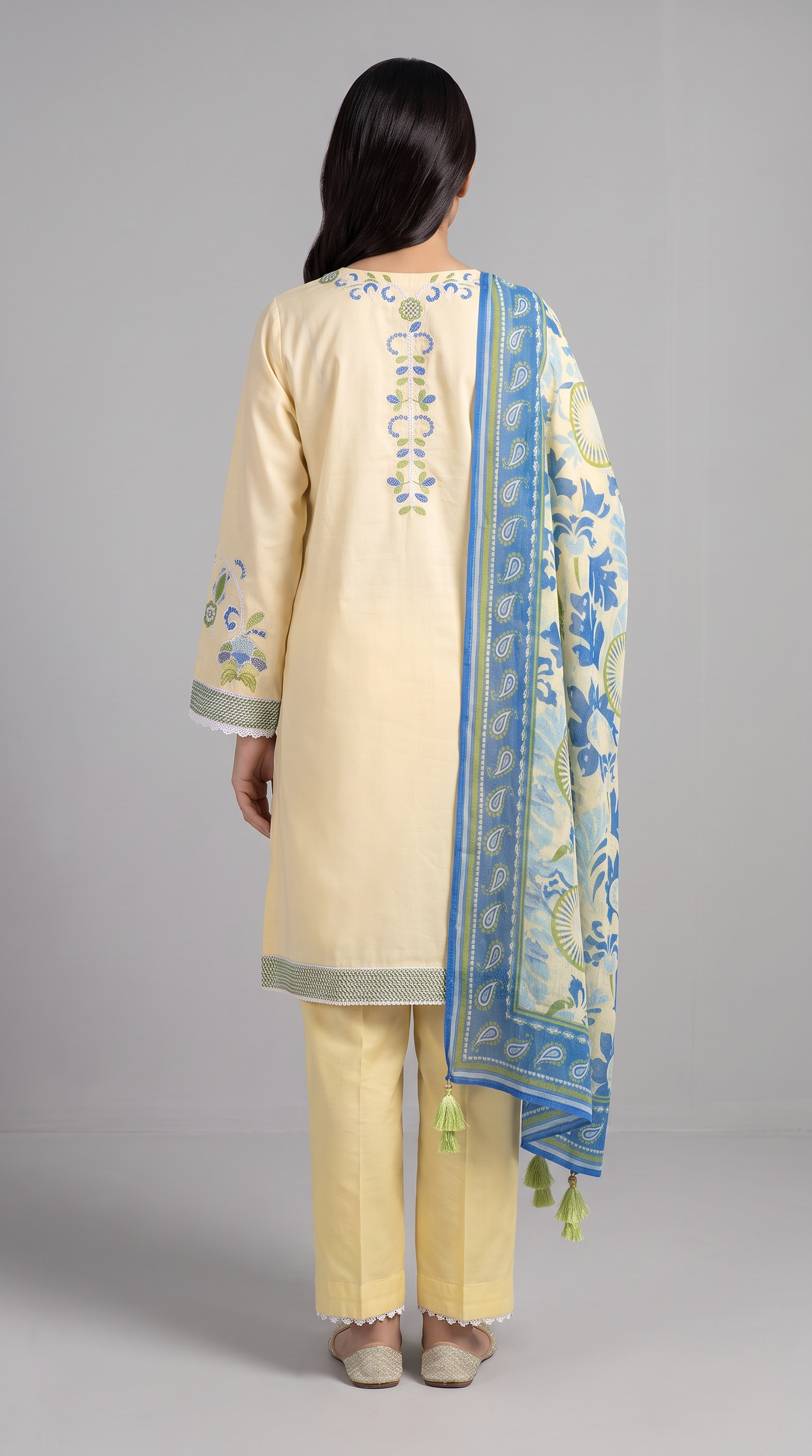 3Pc Embroidered Suit with Chiffon Dupatta