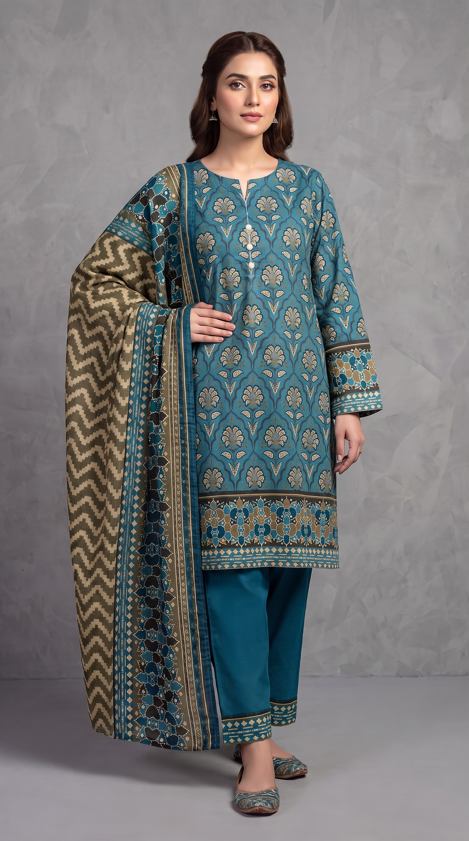 3Pc Printed Suit