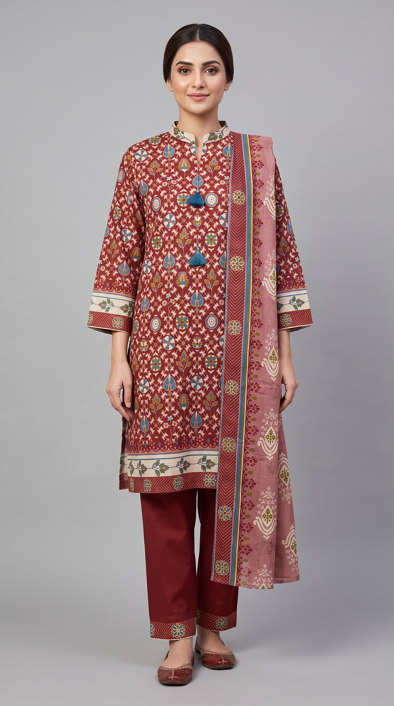 3Pc Printed Suit