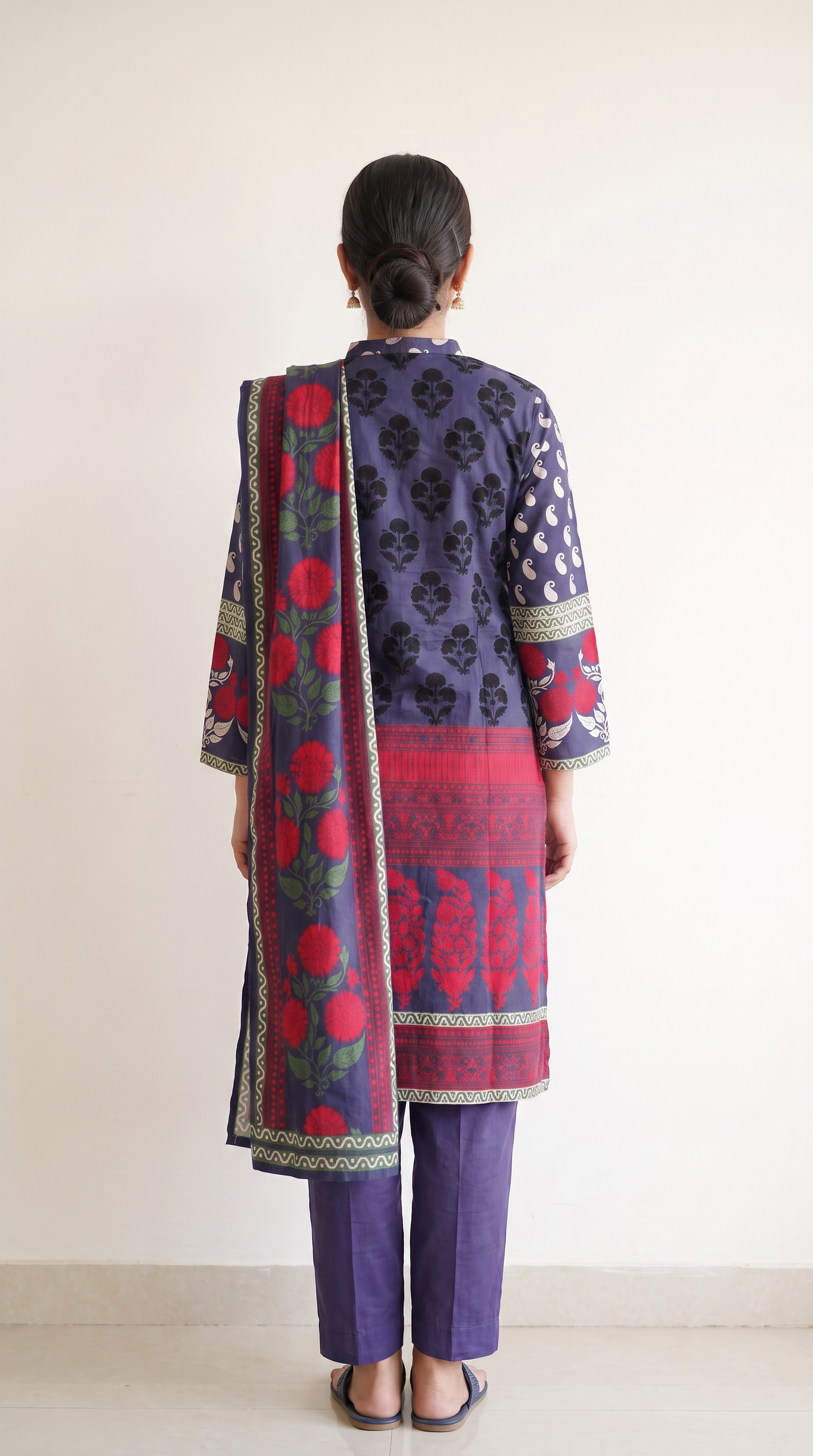 3Pc Printed Cross Hatch Suit