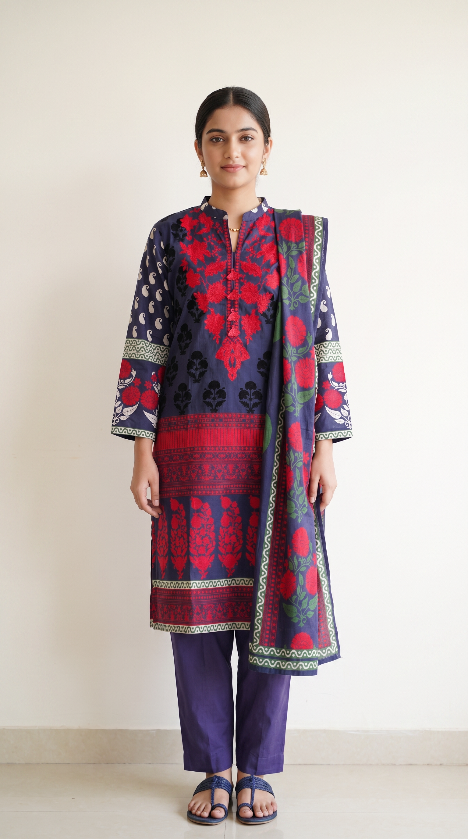 3Pc Printed Cross Hatch Suit