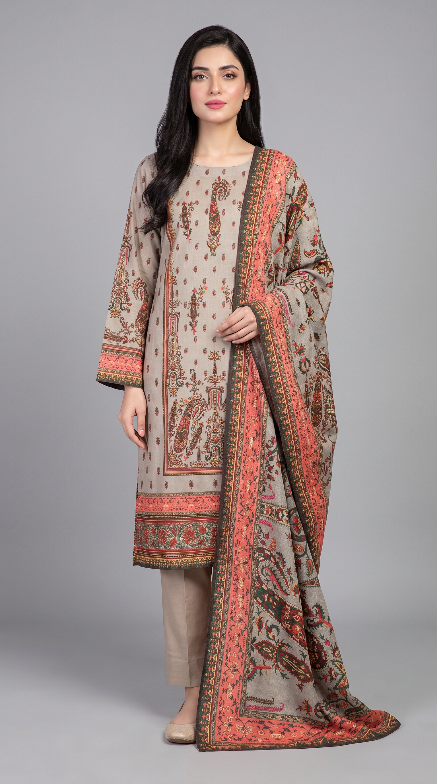 3Pc Printed Cross Hatch Suit