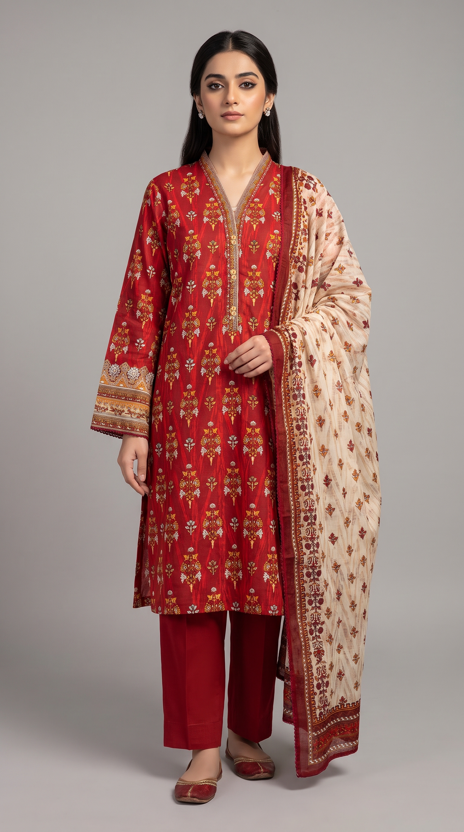 3Pc Printed Suit